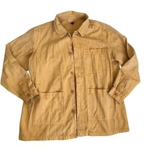 100% cotton Soft Mens jacket yellow natural fibers L casual fall comfort light